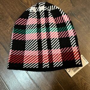 Reversible beanie ribbons plaid